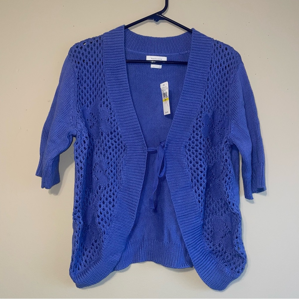 NWT periwinkle tie front short sleeve knit cardigan